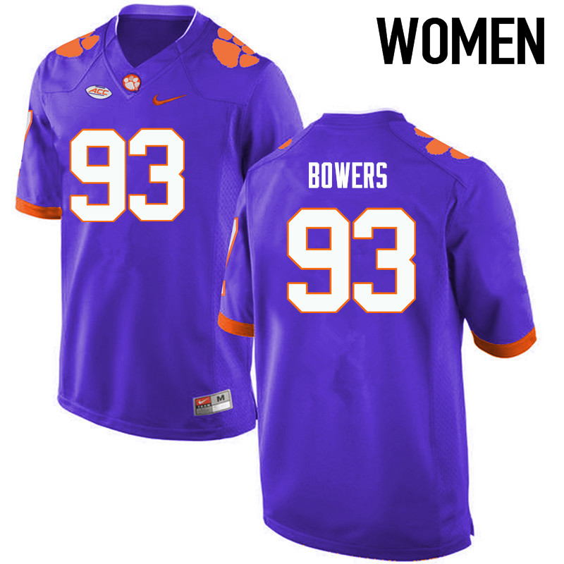 Women Clemson Tigers #93 DaQuan Bowers College Football Jerseys-Purple - Click Image to Close